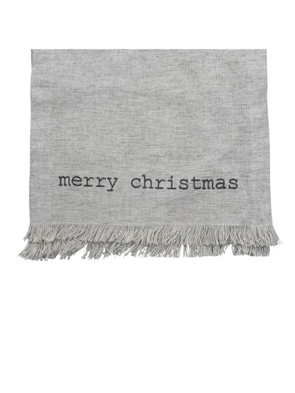 Merry Christmas Table Runner Beige Neutral Embroidered Minimalist
